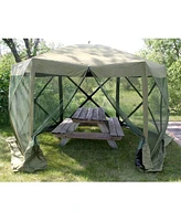 Clam Quick-Set Escape Portable Outdoor Gazebo Canopy Shelter and 6 Wind Panels