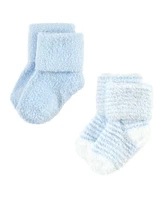 Hudson Baby Boys Cozy Chenille Newborn and Terry Socks