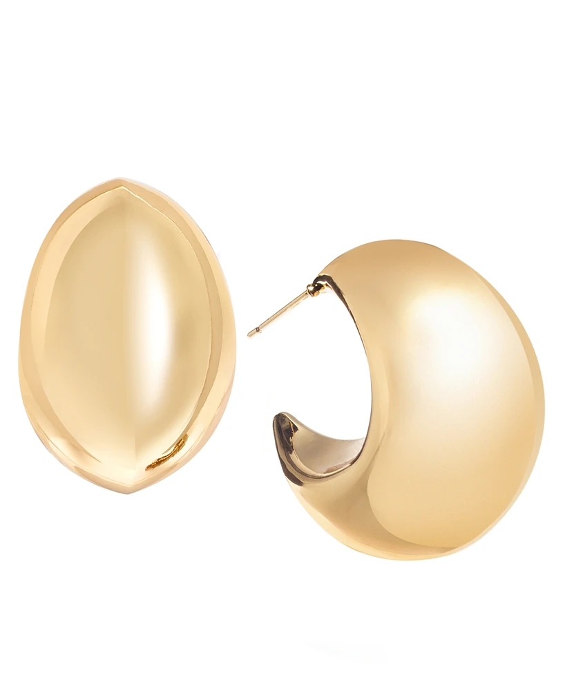 And Now This Silver Plated or 18k Gold Brass Post C Hoop Puff Earring