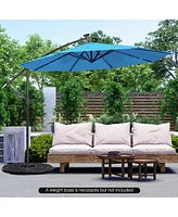 Slickblue 10 Feet Patio Solar Powered Cantilever Umbrella with Tilting System