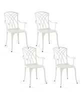 Slickblue Set of 4 Cast Aluminum Patio Dining Chairs with Armrests and Decorative Patterns