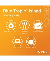 Intex Blue Tropic Inflatable Lake Island Water Float with Cooler and Cupholders