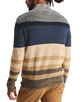 Nautica Men's Long Sleeve Striped Quarter-Zip Sweater