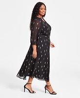 Vince Camuto Plus 3/4-Sleeve Belted Maxi Dress