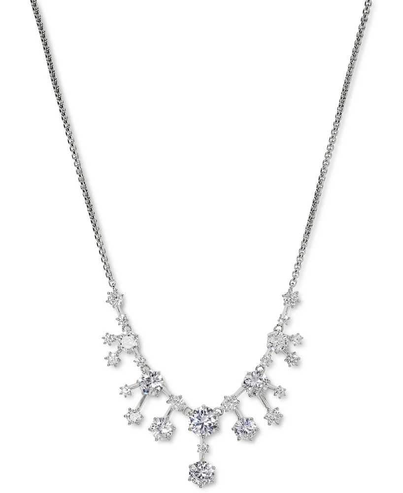 Eliot Danori Rhodium-Plated Cubic Zirconia Statement Necklace, 16" + 2" extender, Created for Macy's