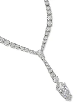 Eliot Danori Rhodium-Plated Cubic Zirconia Lariat Necklace, 16" + 2" extender, Created for Macy's