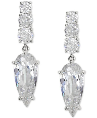 Eliot Danori Rhodium-Plated Cubic Zirconia Drop Earrings, Created for Macy's