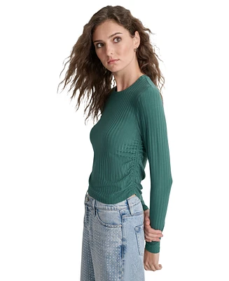 Dkny Jeans Petite Long-Sleeve Ribbed Crewneck