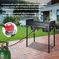 Yescom Propane Camping Stove Double Gas Wok Burner Turkey Fryer Detachable Legs