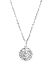 Diamond Cluster 18" Pendant Necklace (1/10 ct. t.w.) in Sterling Silver, Created for Macy's