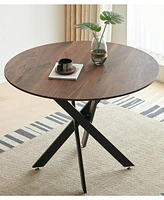 42" Mid-Century Dining Table with Round Mdf Top and Metal Legs