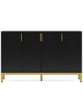 Tribesigns Modern Storage Cabinet, 59 Inch Console Cabinet Sideboard Buffet with 4 Doors & Gold Metal Base, Entryway Cupboard Furniture for Li