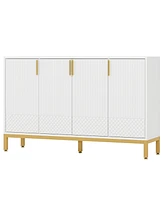 Tribesigns Modern Storage Cabinet, 59 Inch Console Cabinet Sideboard Buffet Cabinet with 4 Doors & Gold Metal Base, Entryway Cupboard Furniture for Li