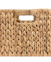 Jonathan Y Leif Rustic Minimalist Hand-Woven Hyacinth Nesting Baskets with Handles, Natural (Set of 2)