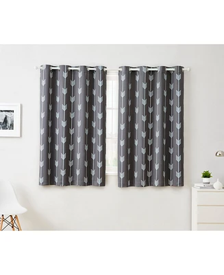 Hlc.me Arrow Printed Privacy Blackout Energy Efficient Room Darkening Thermal Grommet Window Curtain Drape Panels for Bedroom