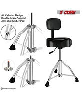 5 Core Drum Throne Padded Guitar Stool with Backrest Hydraulic Height Adjustable Music Chair For Adults And Kids w Anti Slip Rubber Feet