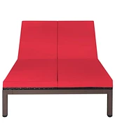 2-Person Patio Rattan Lounge Chair with Adjustable Backrest and Cushions