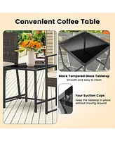 Skonyon 3 Pieces Modern Heavy Duty Patio Furniture Set with Coffee Table