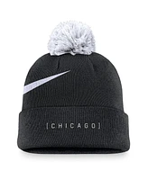 Nike Men's Black Chicago White Sox Swoosh Peak Cuffed Knit Hat with Pom