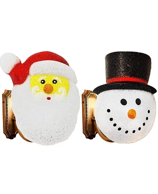 Kovot Santa & Snowman Porch Light Covers | Weatherproof Outdoor Holiday Decor | 9" W x 12" H | Easily Fits Most Light Fixtures for Instant Festivity