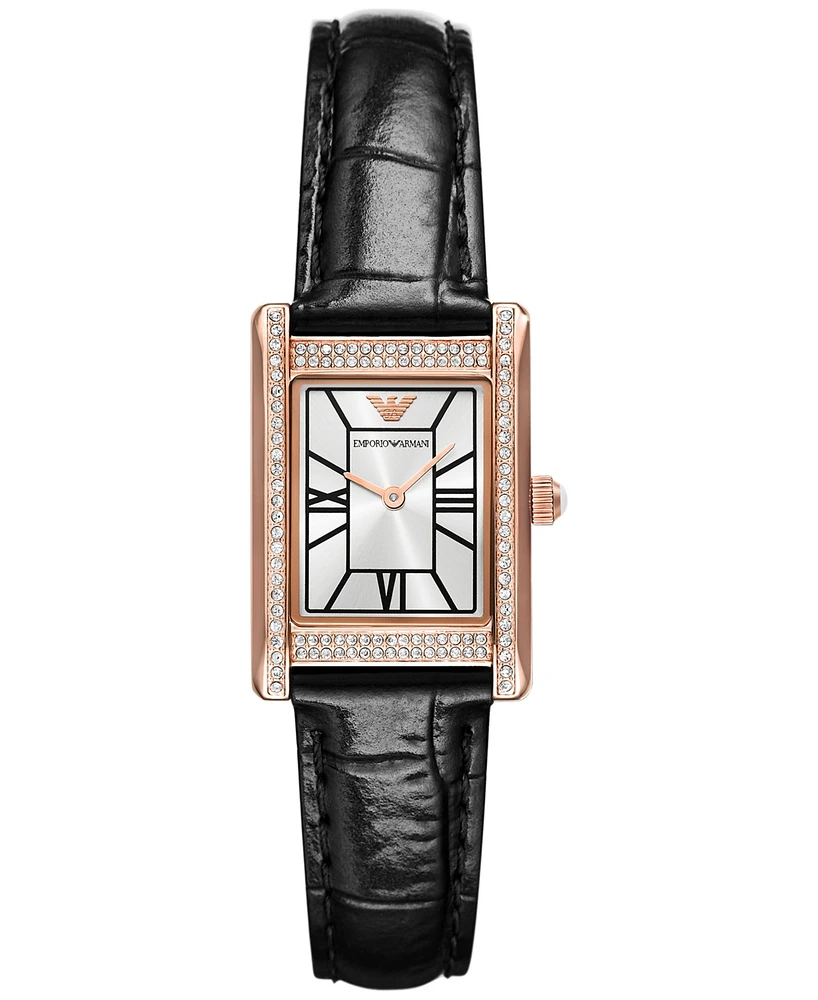 Emporio Armani Women's Black Leather Strap Watch 32mm