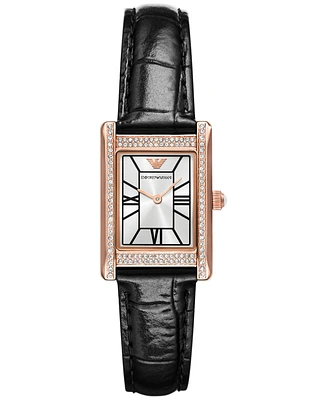 Emporio Armani Women's Black Leather Strap Watch 32mm