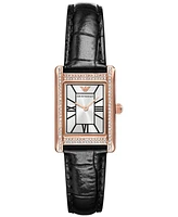 Emporio Armani Women's Black Leather Strap Watch 32mm