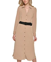 Karl Lagerfeld Paris Women's Belted Midi Shirtdress