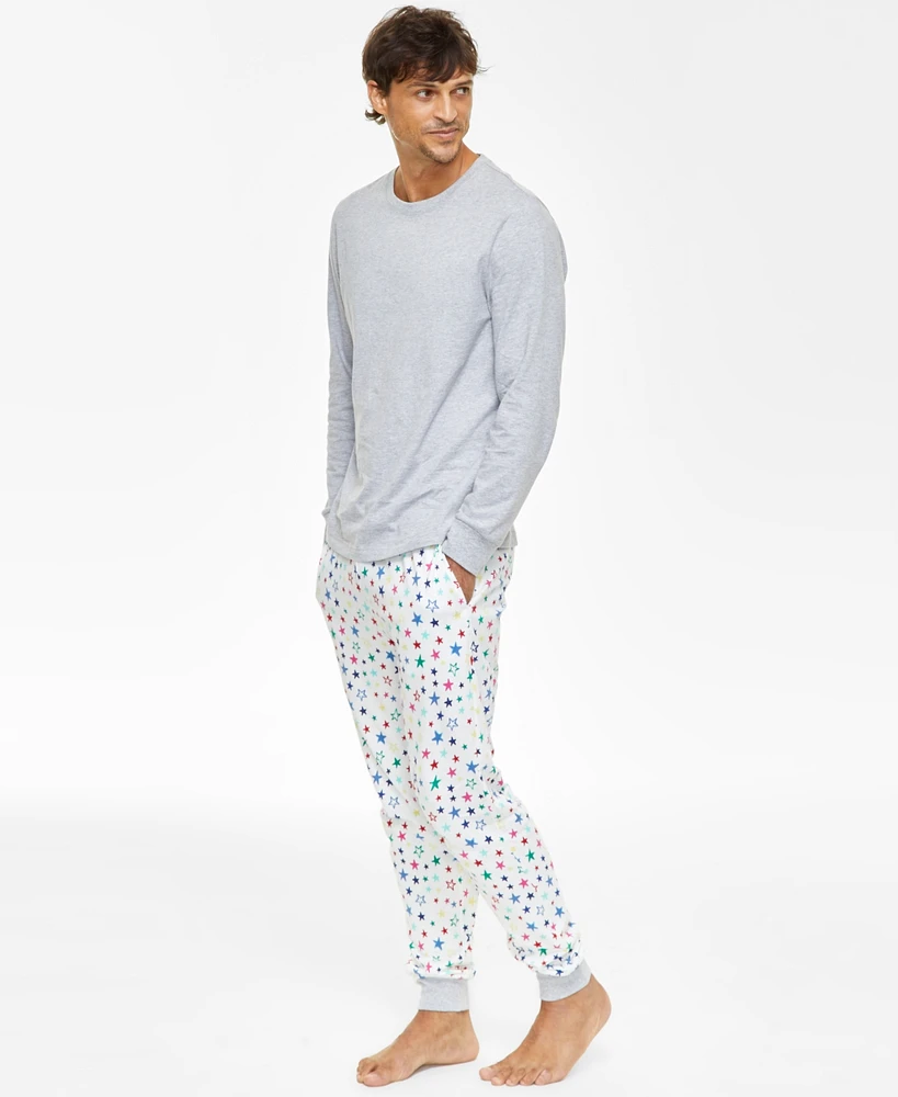 Family Pajamas Men's 2-Pc. Star Toss Mix It Holiday Cotton Set, Created for Macy's