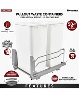 Rev-a-Shelf Double Pull Out Trash Can 50 Qt with Soft-Close, 53WC-2150SCDM-211