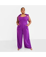 Rebdolls Plus Selma Tie Strap Corset Wide Leg Jumpsuit