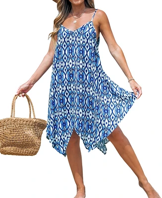 Cupshe Women's Azure Ikat Cover-Up Dress