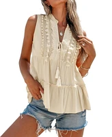 Cupshe Women's Sleeveless Decorative Boho Cover-Up Top