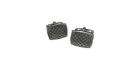 Linkup Soft Rectangle with Cross-Etching Cufflinks in Burnished Silver