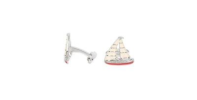 Linkup Red Painted Enamel Sailboat Cufflinks