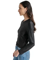 Dkny Jeans Women's Studded Crewneck Long-Sleeve Top