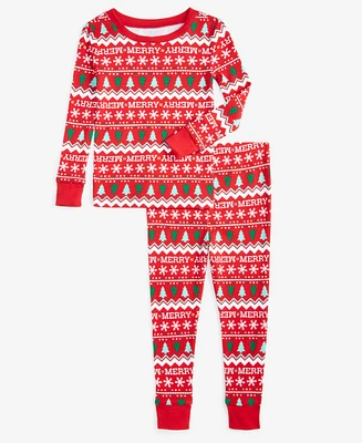 Family Pajamas Baby & Toddler 2-Pc. Cotton Snug-Fit Merry Mix It Matching Christmas Set, Created for Macy's