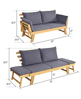 Slickblue Adjustable Patio Convertible Sofa with Thick Cushion