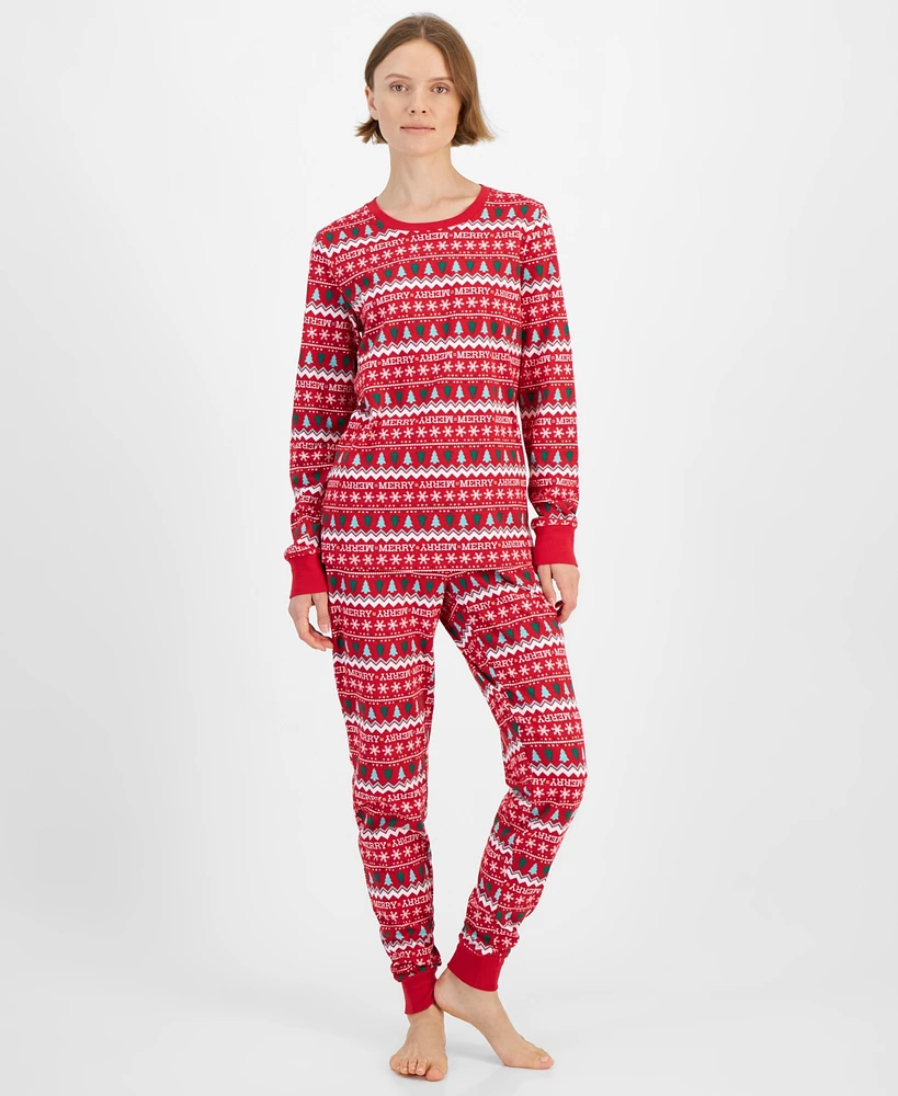 Family Pajamas Women's 2-Pc. Cotton Merry Mix It Matching Christmas Set, Created for Macy's