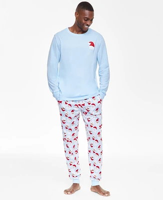 Holiday Lane Men's Santa Cotton Matching Family Pajamas Set, Created for Macy's