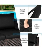 Skonyon 2 Pieces Patio Rattan Sectional Conversation Sofa Set