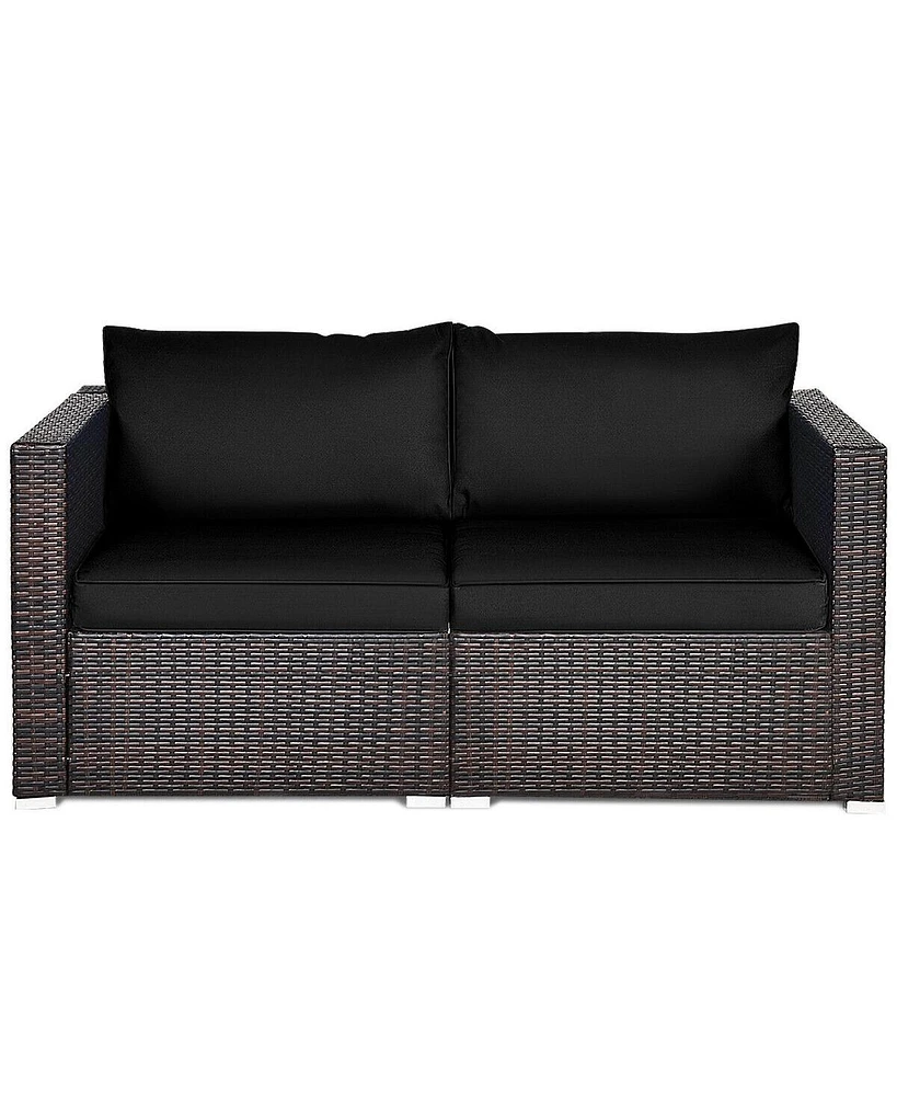 Skonyon 2 Pieces Patio Rattan Sectional Conversation Sofa Set