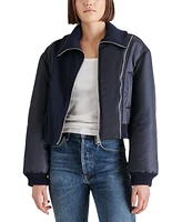 Steve Madden Women's Storm Mixed-Media Bomber Jacket