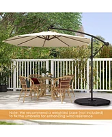 Slickblue 10 Feet Solar Offset Hanging Umbrella with 40 Lamp Beads and Panel