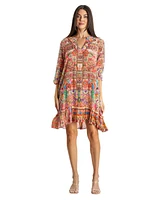 La Moda Clothing Women's Boho Short V-neck Dress