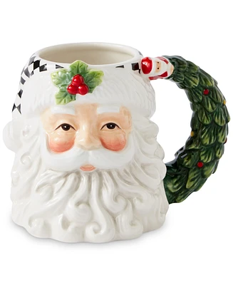 Spode Christmas Tree Black & White Santa Mug