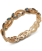 Anne Klein Gold-Tone Blue Abalone Floral Hinge Boxed Bracelet