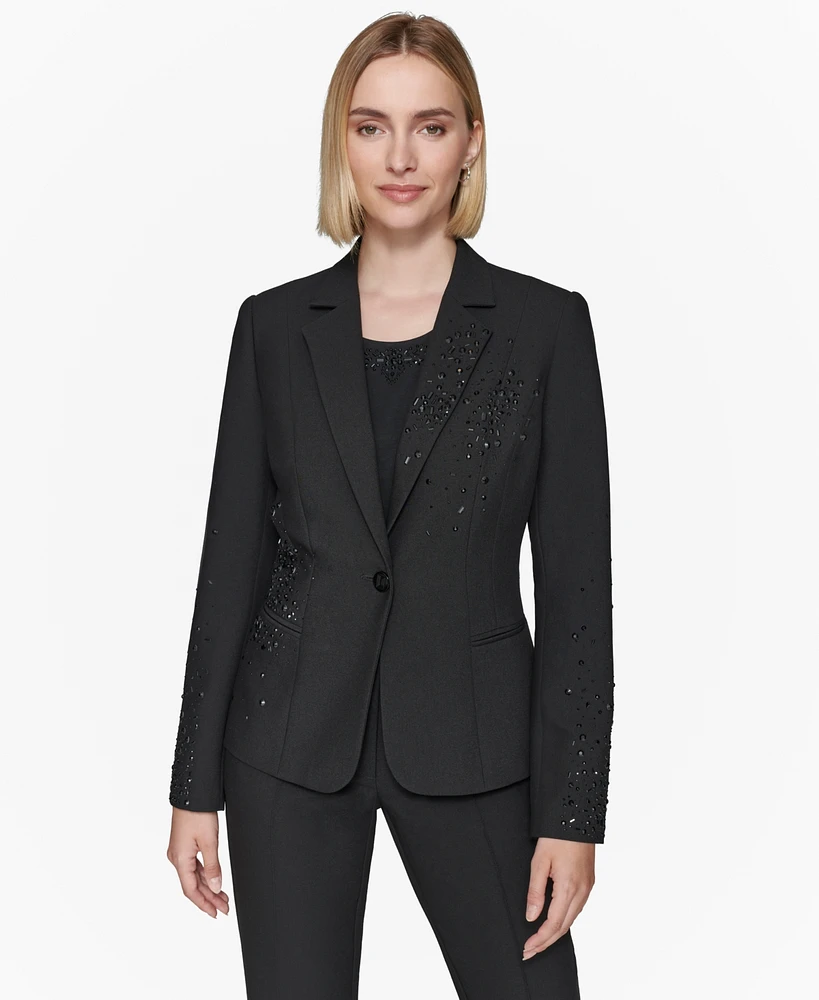 Karl Lagerfeld Paris Women's Studded One-Button Blazer