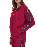 Calvin Klein Performance Women's Fleece Logo Stripe Full Zip Hoodie