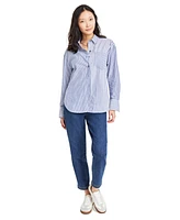 On 34th Women's Cotton Multi-Stripe Relaxed Shirt, Created for Macy's